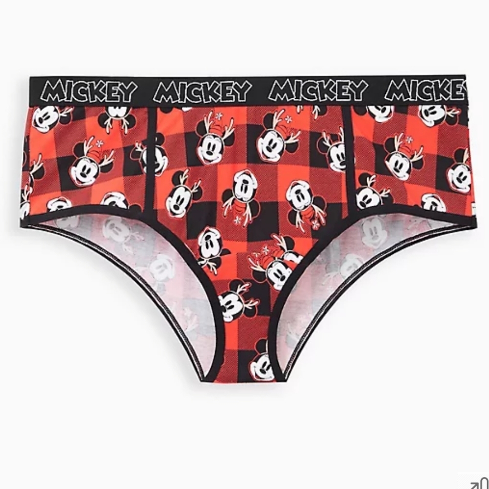 🆕🎄 DISNEY MICKEY MOUSE RED PLAID CHEEKY PANTY - COTTON🎄
